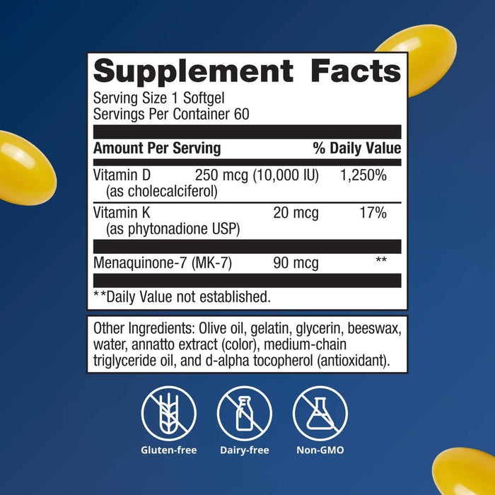 Metagenics Vitamin D3 10,000 + K Ingredients