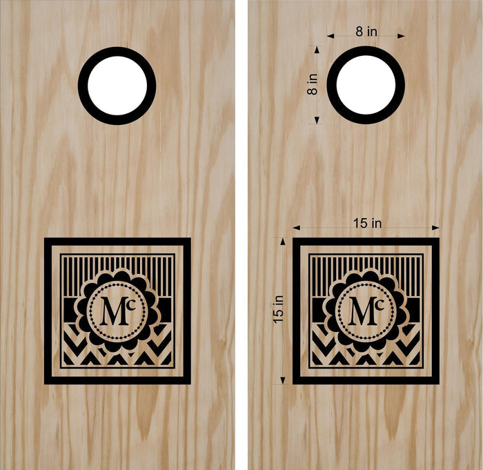 Monogrammed Family Name Wedding Cornhole Boards with Decal Stickers - Custom Bean Bag Toss Game