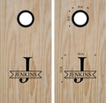 Monogrammed Wedding Cornhole Boards with Family Name Decal - Custom Bean Bag Toss Game