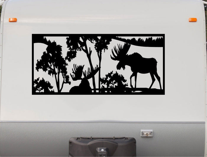 Moose Decal RV Camper Motor Home Sticker Mountain Scene