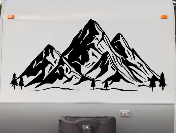 Mountain Range Camping RV Decal - Vinyl Sticker by StickerChef