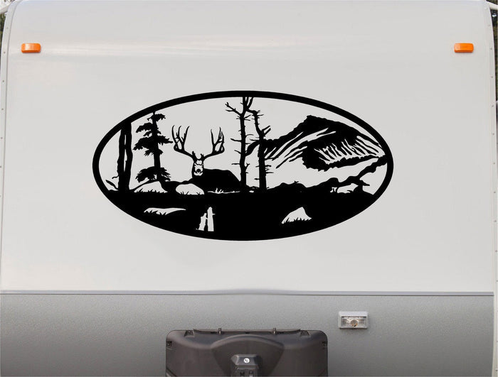 Mountains Lake Deer RV Camper 5th Wheel Motor Home Vinyl Decal Sticker    V08 Sticker Chef