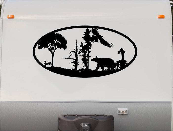 Mountains Lake Deer RV Camper 5th Wheel Motor Home Vinyl Decal Sticker    V09 Sticker Chef