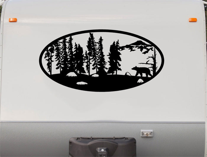 Mountains Lake Deer RV Camper 5th Wheel Motor Home Vinyl Decal Sticker    V11 Sticker Chef
