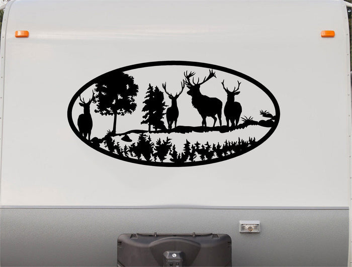 Mountains Lake Deer RV Camper 5th Wheel Motor Home Vinyl Decal Sticker    V12 Sticker Chef