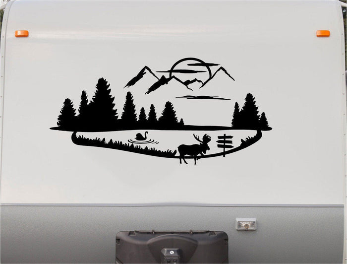 Mountains Lake Deer Vinyl Decal Sticker for RVs Campers  5th Wheels Sticker Chef