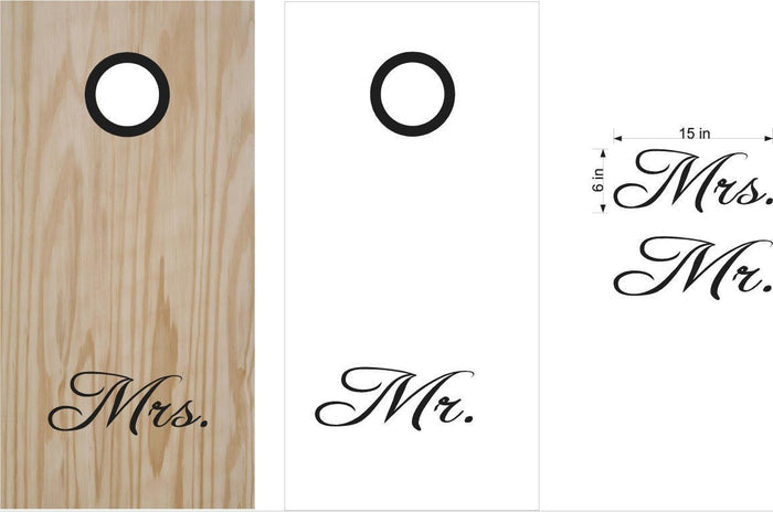 Mr and Mrs Wedding Day Cornhole Board Vinyl Decal Sticker for Bride and Groom Sticker Chef