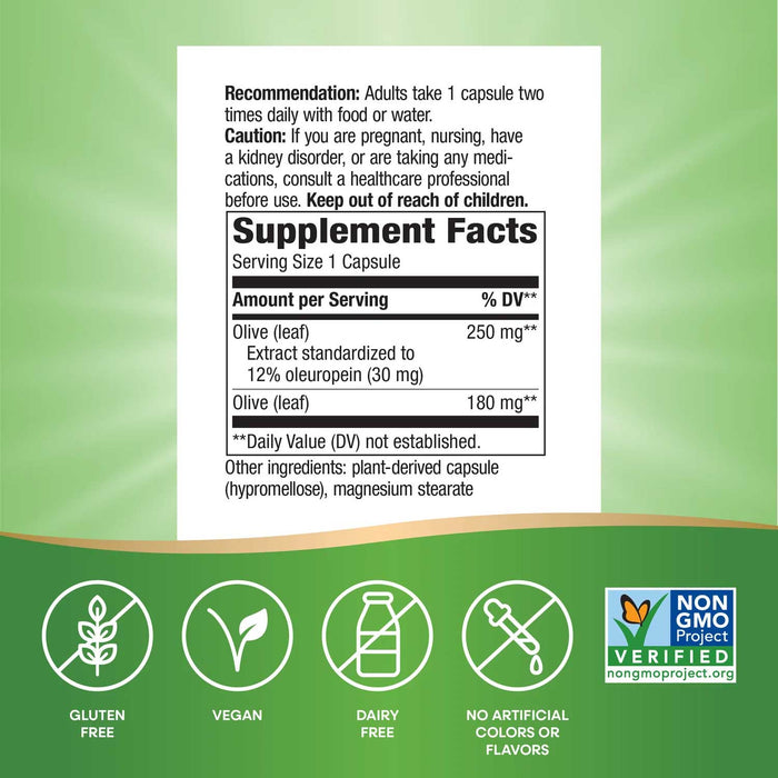 Nature's Way Olive Leaf Standardized Extract Ingredients