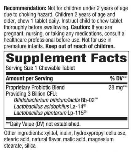 Nature's Way Primadophilus Probiotic Kids Cherry Chew Ingredients