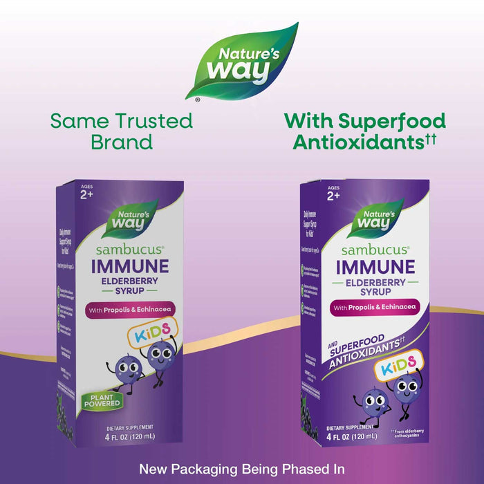Nature's Way Sambucus Immune Syrup for Kids (Formerly Sambucus for Kids Berry Flavored) New Look