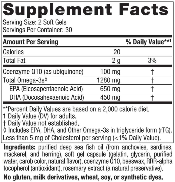 Nordic Naturals ProOmega CoQ10 Ingredients