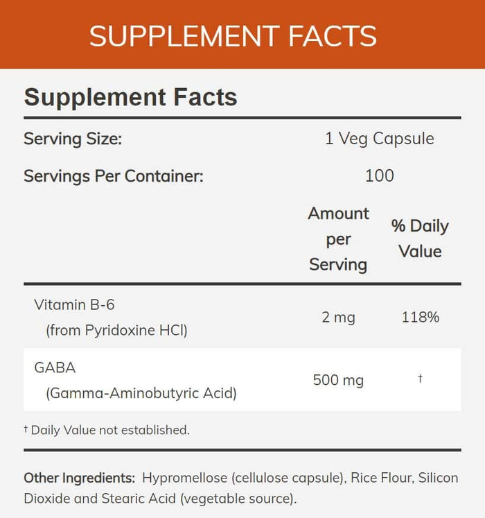 NOW GABA 500 mg Ingredients
