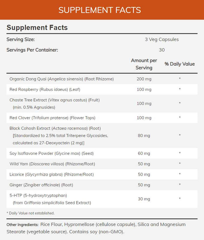 NOW Menopause Support Ingredients