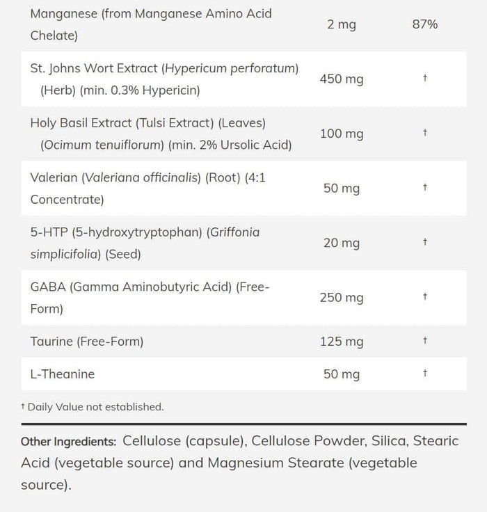 NOW Mood Support  Ingredients