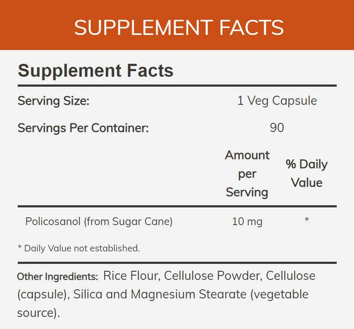 NOW Policosanol 10 mg Ingredients
