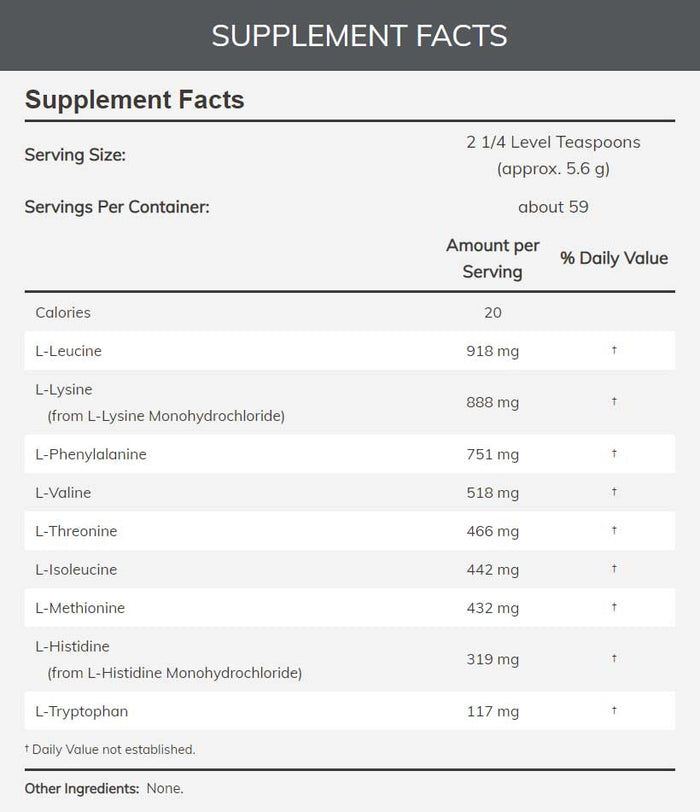 NOW Sports Amino-9 Essentials Powder Ingredients