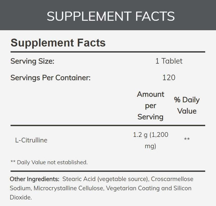 NOW Sports L-Citrulline Extra Strength 1200 mg Ingredients