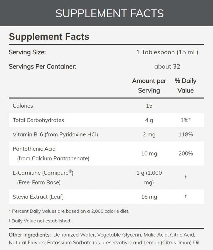 NOW Sports Liquid L-Carnitine 1000 mg Ingredients