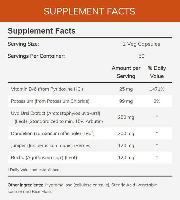 NOW Water Out Ingredients