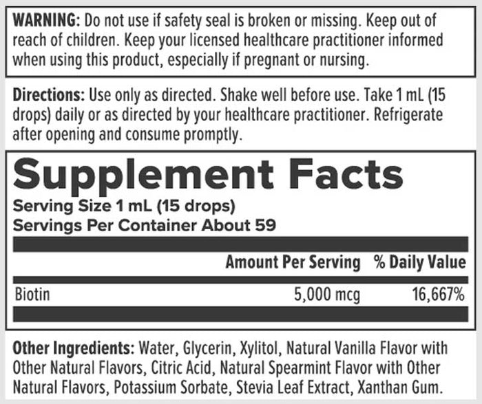 Nutra BioGenesis Biotin 5000 Ingredients