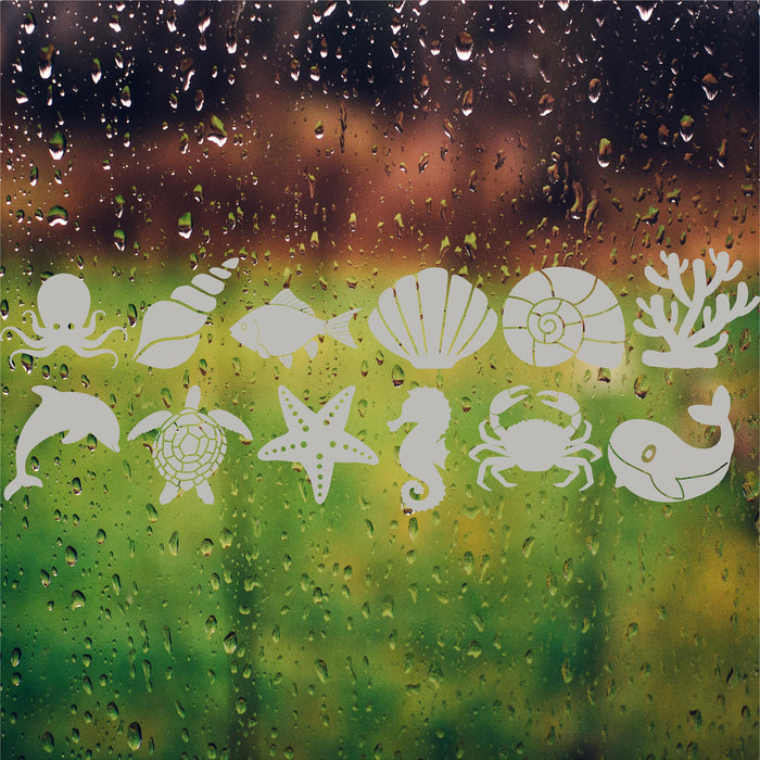 Ocean Scene Frosted Privacy Film - Etched Glass Decal Shower Door Bathroom Office Window