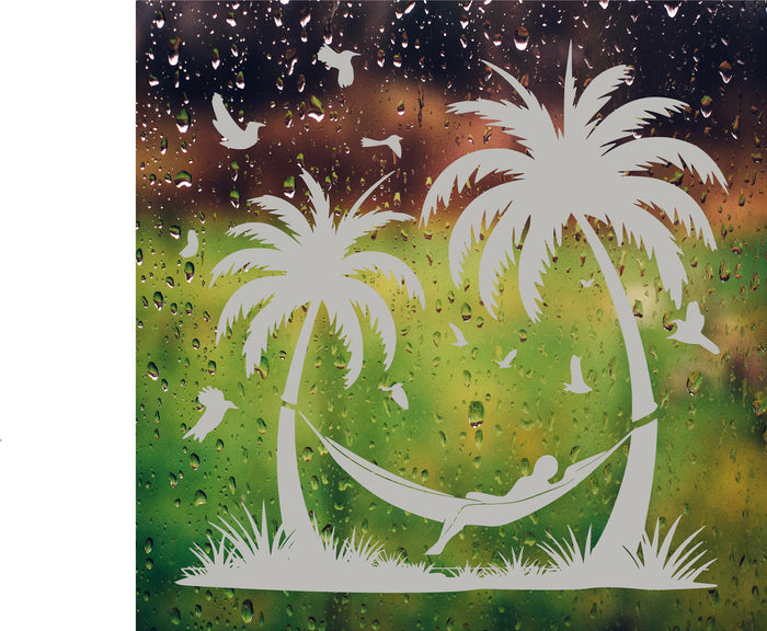 Palm Trees Tropical Frosted Privacy Film - Etched Glass Decal Shower Door Bathroom Office Window