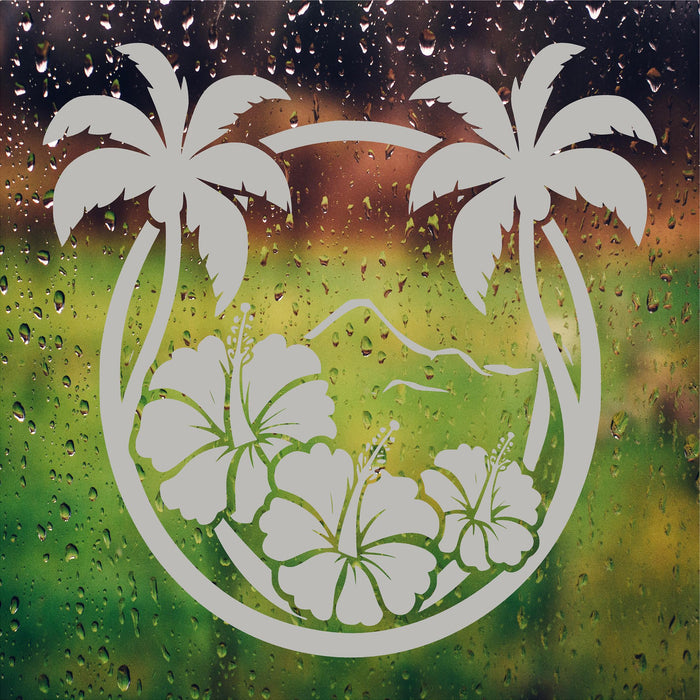 Palm Trees Tropical Frosted Privacy Film - Etched Glass Decal Shower Door Bathroom Office Window