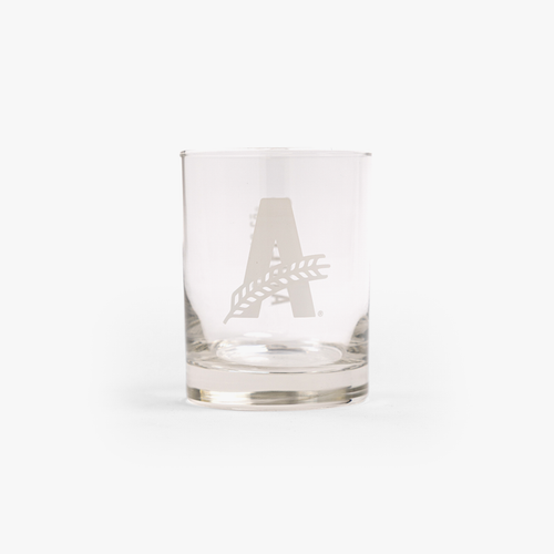 cocktail glass with the A logo