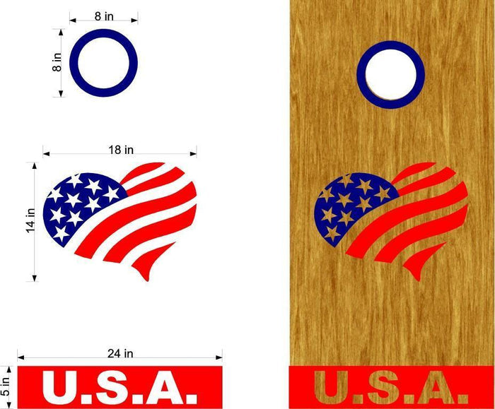 Patriotic USA Flag Vinyl Decal Sticker for Cornhole Boards Sticker Chef
