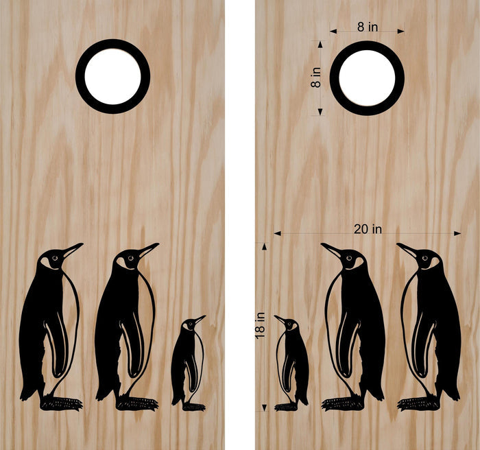 Penguin-Themed Cornhole Board Decals - Fun Bean Bag Toss Stickers