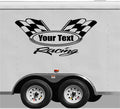 Personalized Checkered Flag Racing Team Vinyl Trailer Decal - Custom Text Available Sticker Chef