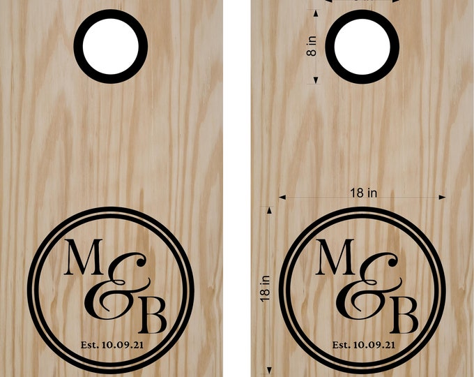 Personalized Family Initials Monogram Decal Sticker for Cornhole Game