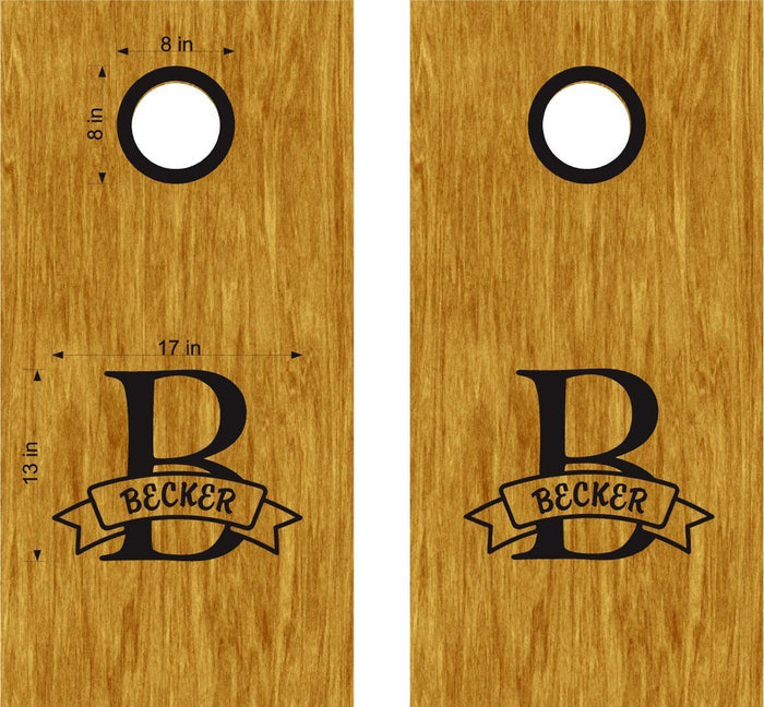 Personalized Monogram Family Name Vinyl Decal for Cornhole Boards