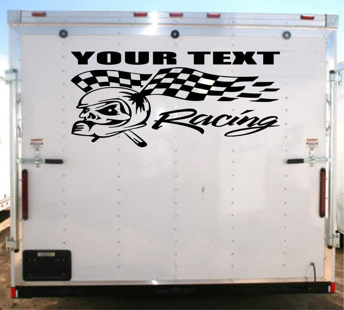 Personalized Skull Racing Team Vinyl Decal for Trailers - Custom Sticker Design Sticker Chef