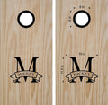 Personalized Wedding Cornhole Boards with Ribbon Monogram Family Name Decals