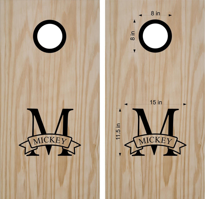 Personalized Wedding Cornhole Boards with Ribbon Monogram Family Name Decals