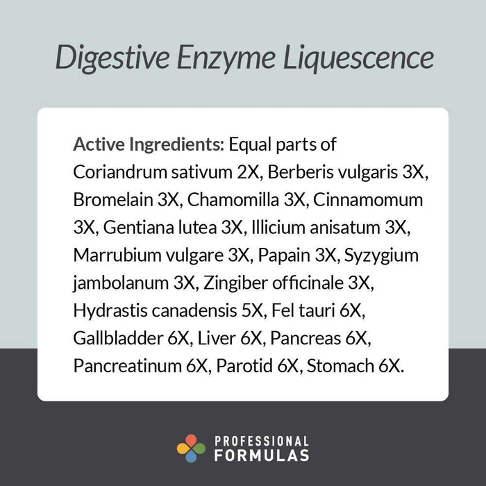 Professional Formulas Digestive Enzyme Liquescence Ingredients