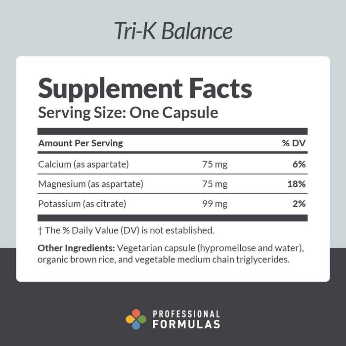 Professional Formulas Tri-K Balance Ingredients
