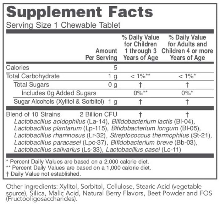 Protocol for Life Balance Chewable Probiotic Ingredients