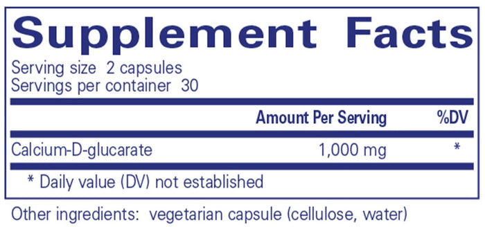 Pure Encapsulations Calcium-D-Glucarate Ingredients