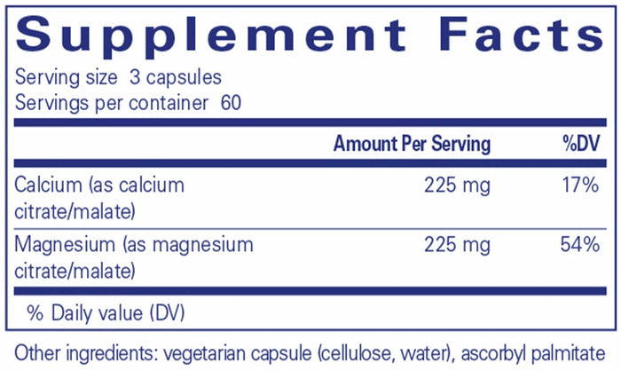 Pure Encapsulations Calcium Magnesium (Citrate/Malate) Ingredients