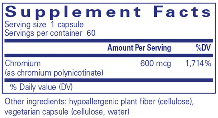 Pure Encapsulations ChromeMate GTF 600 Ingredients