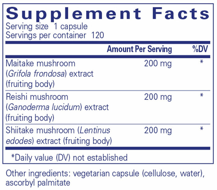 Pure Encapsulations M/R/S Mushroom Formula Ingredients