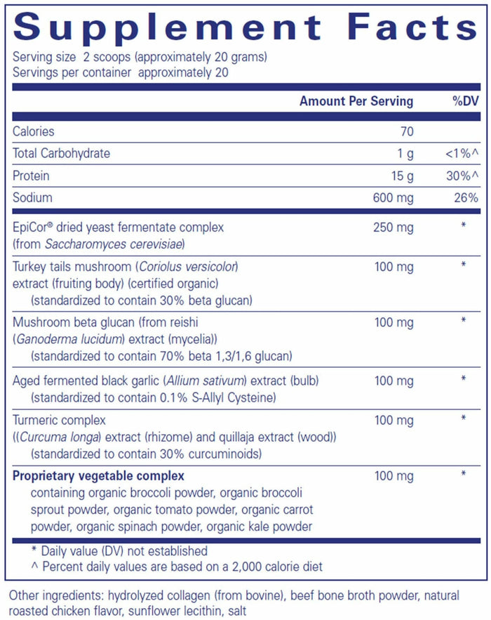 Pure Encapsulations PureDefense Collagen w/ Bone Broth Powder Ingredients