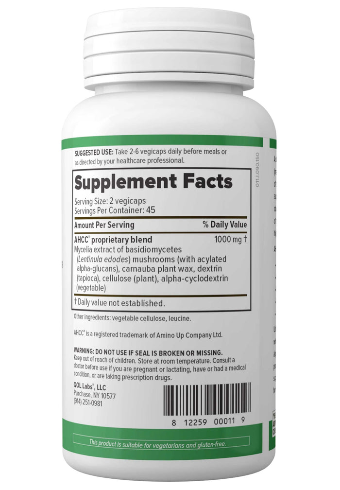 QOL Labs ImmunoKinoko AHCC 500 Ingredients