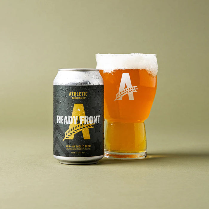 ready front ipa can and a glass filled up