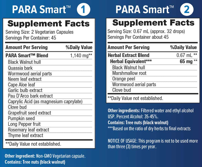 Renew Life PARA Smart Cleansing Formula 15-Day Program Ingredients
