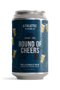 A single can of Round of Cheers Non-Alcoholic Brut IPA, showcasing the special edition label.