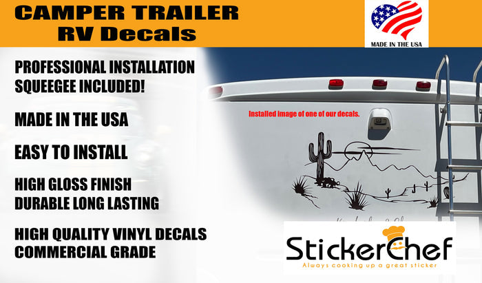 RV Camper 2-Color Vinyl Stripe Decal Set CB81 two-color vinyl stripe decal for RV camper motorhome trailer