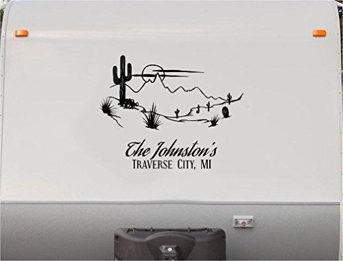 RV Camper Cactus and Desert Mountain Vinyl Decal Sticker